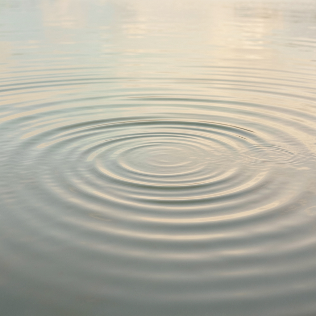 Calm water surface with gentle ripples representing emotional balance and inner harmony